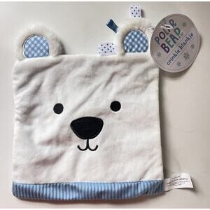 Make Believe Ideas Lovey Snuggables Polar Bear Crinkle Blankie Baby Toy NWT